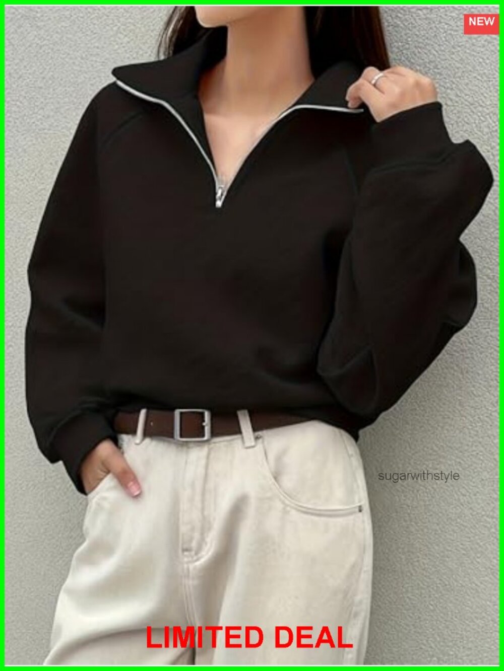 Women's Quarter Zip Pullover Sweatshirt Long Sleeve Half Zip Collared Casual